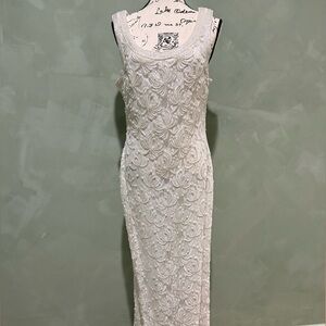 Vintage Scala White Beaded Maxi Dress